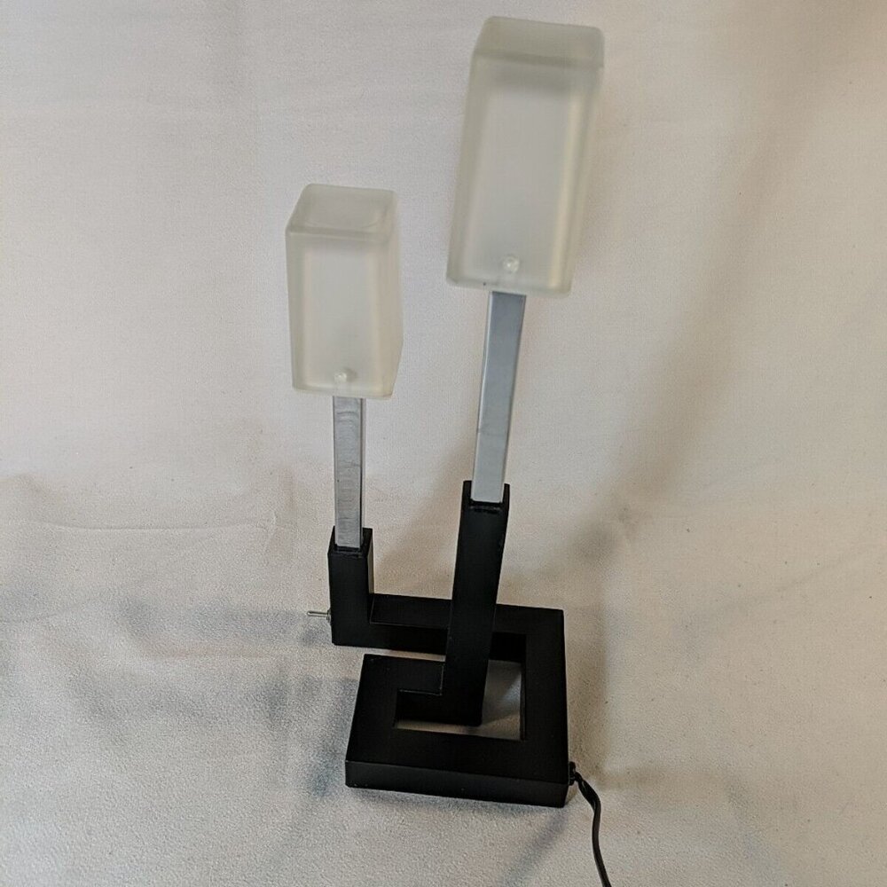 IKEA Korsby Table Lamp 2 Light Black Postmodern Industrial Accent Rectangles HTF - Picture 8 of 14